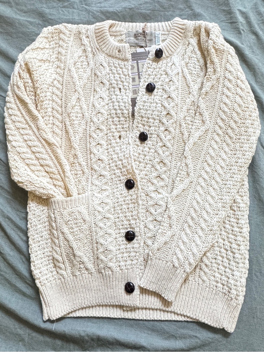 Made in Ireland - Cream Cable Knit Cardigan Sweater